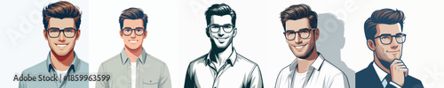 VECTOR OF A MAN WEARING GLASSES IN A WHITE BACKGROUND