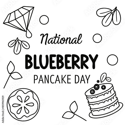 NATIONAL BLUEBERRY PANCAKE DAY vector illustration 