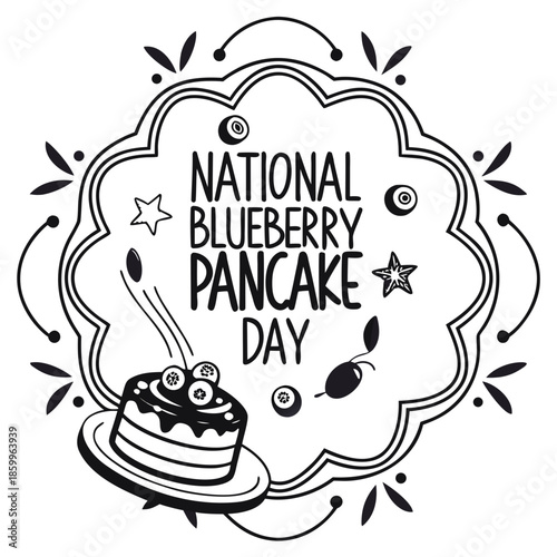NATIONAL BLUEBERRY PANCAKE DAY vector illustration isolated 