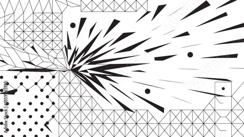 Abstract shattered explosion vector graphic design with sharp shards effect