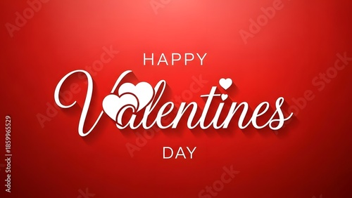 Happy valentines day greeting card with white text on a red background