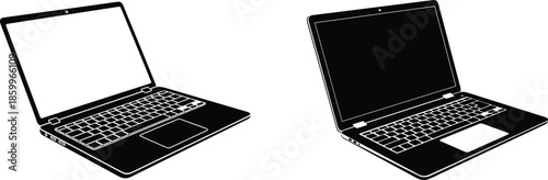 Two laptop devices displayed side by side isolated on white background, Vector, illustration