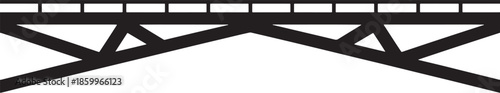 Silhouette of truss bridge with geometric design element for construction use