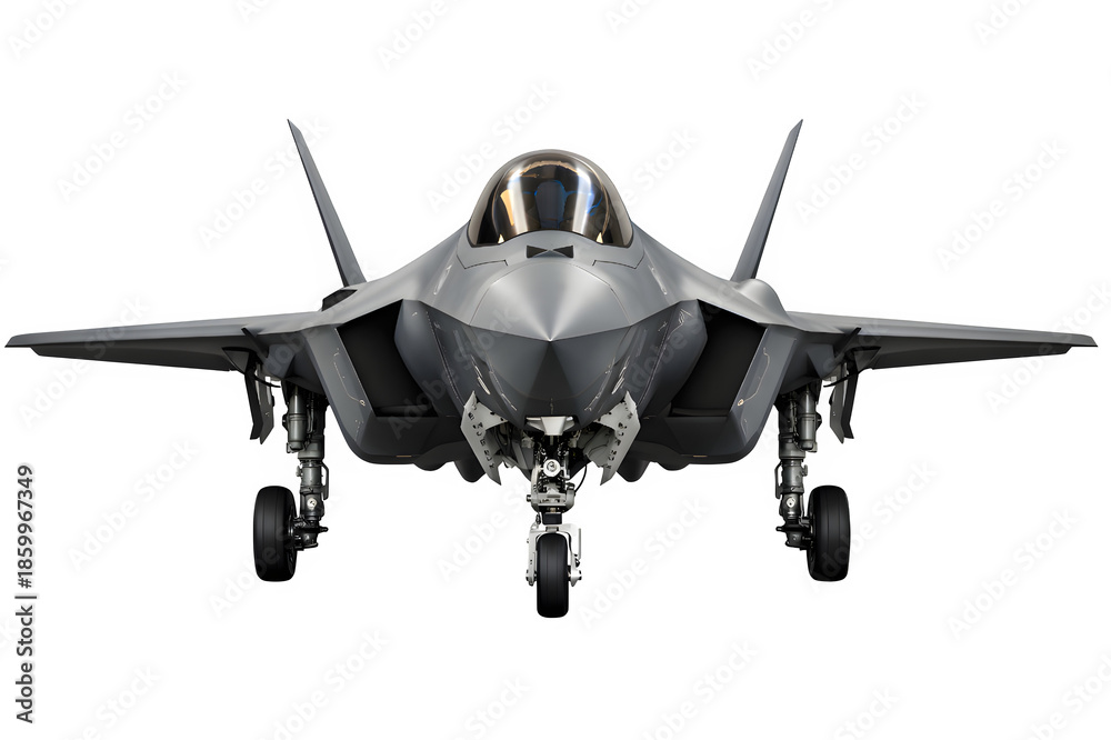 Fototapeta premium Front View Stealth Fighter Jet – Photorealistic Studio Shot