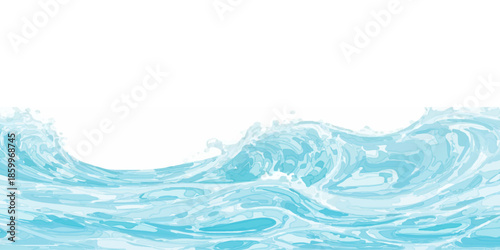 "Abstract blue and white ocean wave texture with aqua and teal hues. Perfect for creative web banner designs and professional branding materials."