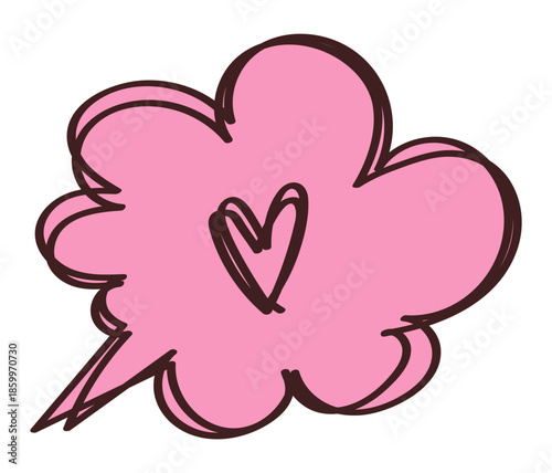 Cutout Doodle Sticker Pink Hand Drawn Icon Cartoon Symbols Emotion Creative Isolated Ornament Decorative Element 