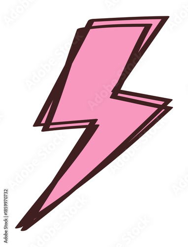 Cutout Doodle Sticker Pink Hand Drawn Icon Cartoon Symbols Emotion Creative Isolated Ornament Decorative Element 