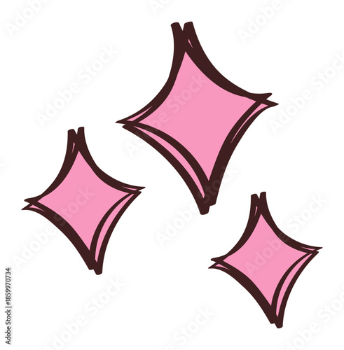 Cutout Doodle Sticker Pink Hand Drawn Icon Cartoon Symbols Emotion Creative Isolated Ornament Decorative Element 