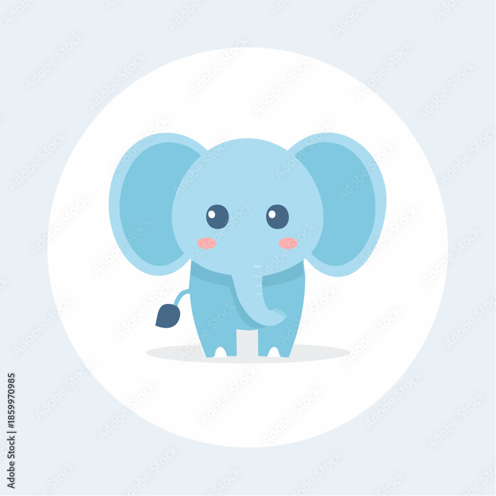 Obraz premium A cute cartoon vector illustration of a happy gray elephant and its pink baby character walking together in a fun safari wildlife art design