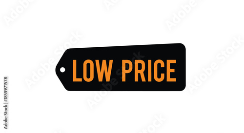 Low Price Tag with Orange Text on Black Background