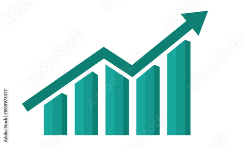 Business Growth Bar Chart with Upward Arrow Icon