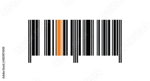 Barcode with Orange Barcode Label on White Background