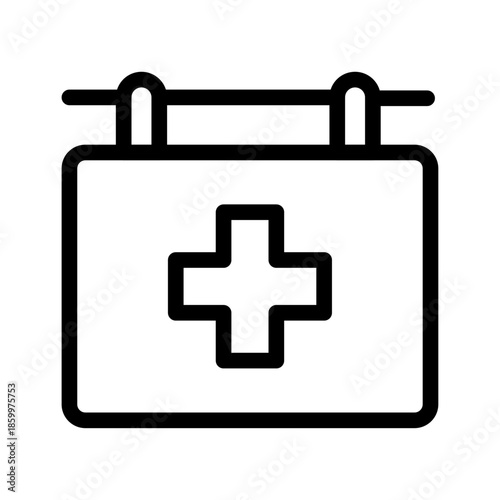 Clinic Signboard Line Icon of Clinic Management Icon Set