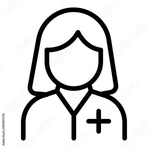 Nurse Profile Line Icon of Medical Staffing Icon Set