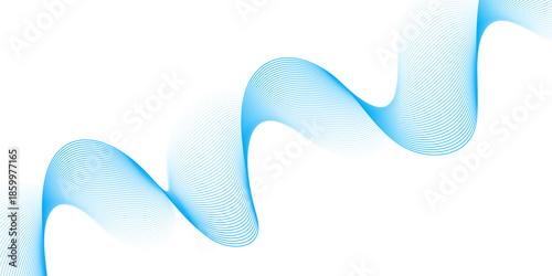 Modern abstract wave digital blue and white geometric technology. Abstract line wave gradient poster blend background vector.	