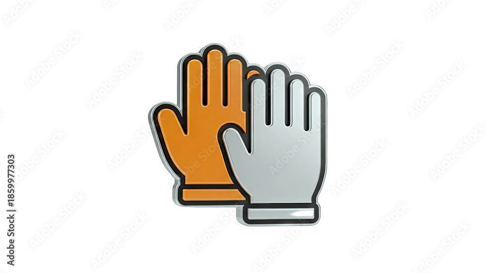 Obraz premium Two 3D Hands Icons - Orange and Silver