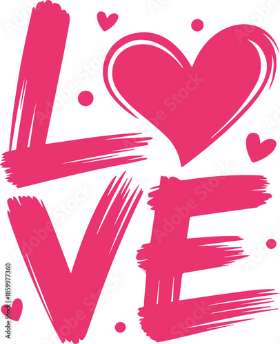 Vibrant Pink Love Word Art with Heart Symbol