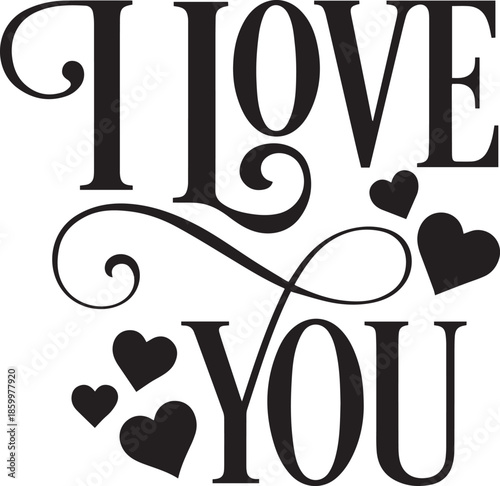 Romantic message of love with charming heart accents