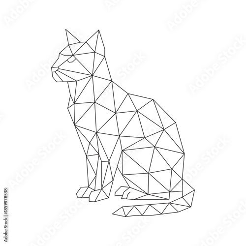 Polygonal line art of cat vector
