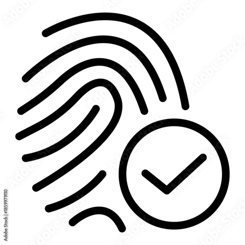 Verified Fingerprint Line Icon of Fingerprint Analysis Icon Set