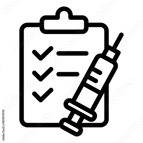 Clinical Trial Checklist Line Icon of Vaccine Development Icon Set