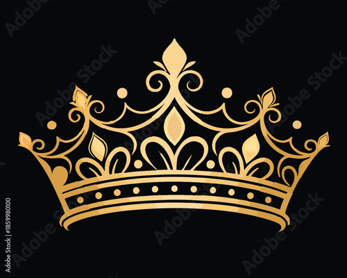 Premium Gold Queen Crown Vector – Royal Badge Icon