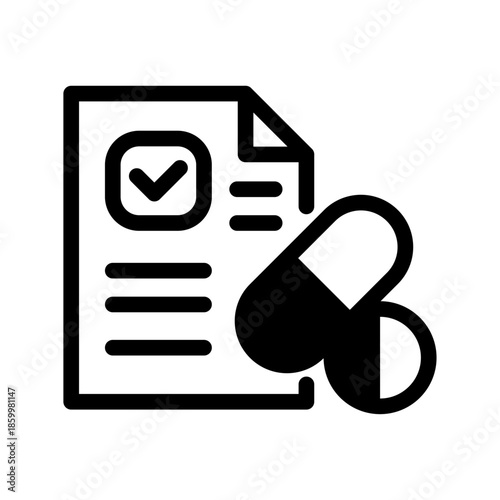 Drug Approval Form Line Icon of Drug Regulation Icon Set