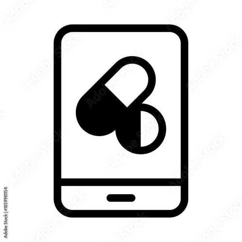 Digital Prescription Line Icon of Drug Regulation Icon Set