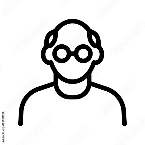Elderly Man Profile Line Icon of Geriatrics Icon Set