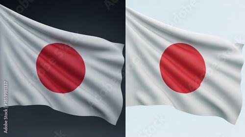 Japanese national flags waving in the wind on black and white backgrounds, symbolizing unity and patriotism, asian country pride and identity Free Download Japanese national flags waving in the wind on black and white backgrounds, symbolizing unity and patriotism, asian country pride and identity - GFXLoad