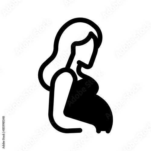 Pregnant Woman Line Icon of Obstetrics and Gynecology Icon Set