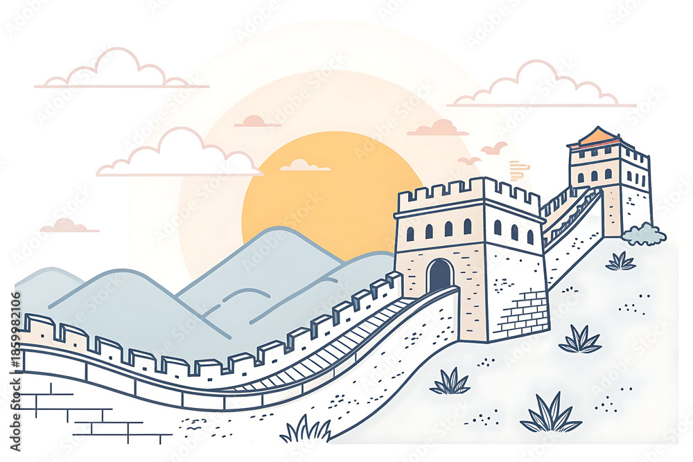 Fototapeta premium Minimal The Great Wall at Sunrise