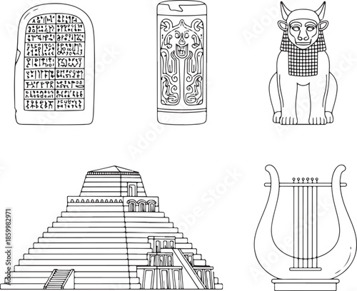 Ancient artifacts a collection of egyptian and mesopotamian historical elements