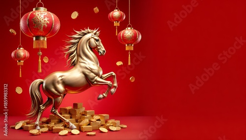 Golden Horse Symbolizing Prosperity and Abundance During Celebration