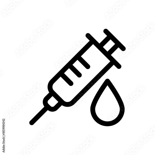 Blood Draw Syringe Line Icon of Blood Work Icon Set