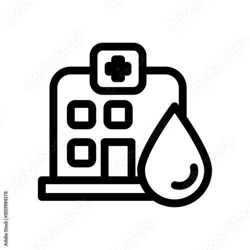 Blood Test Machine Line Icon of Blood Work Icon Set