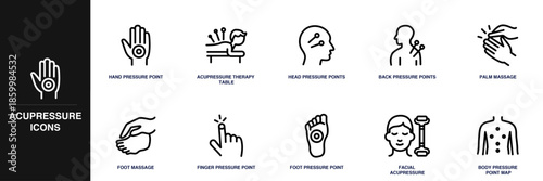 Acupressure Line Icon Set