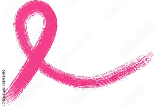 Pink ribbon symbol brush style. Breast Cancer Awareness Month Campaign. Icon design For poster, banner and t-shirt. Line art   brush style vector illustration white background