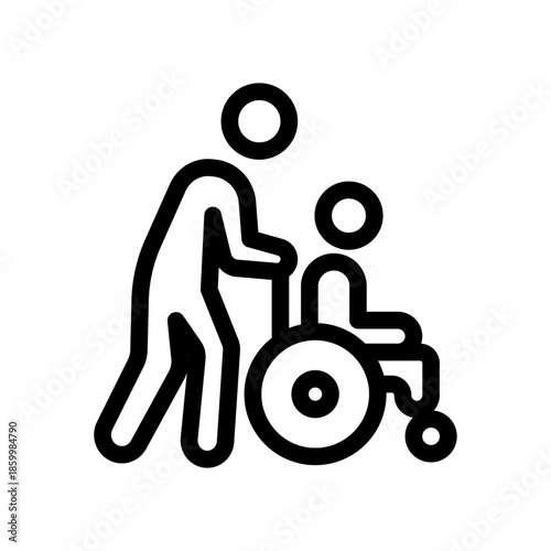 Wheelchair Assistance Line Icon of Assisted Living Icon Set
