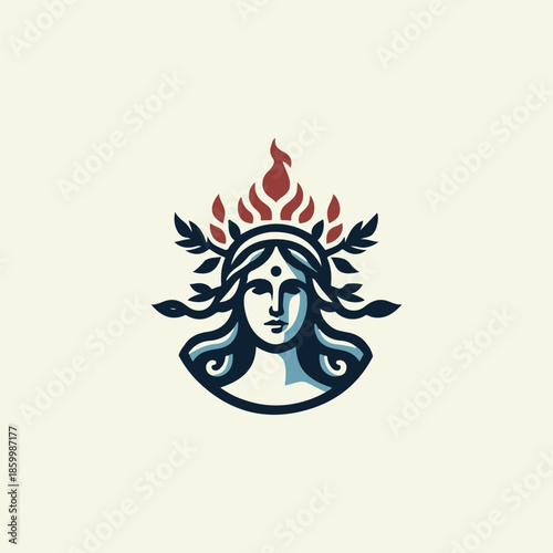 Greek Hestia Hearth Goddess Logo