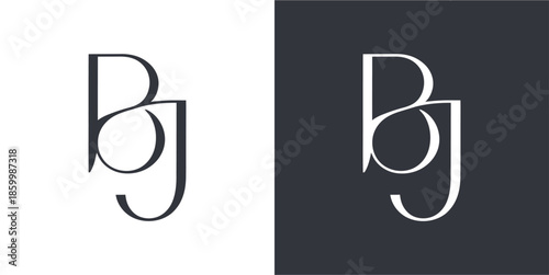 Tableau sur toile BJ Initial Logo Monogram Vector Design