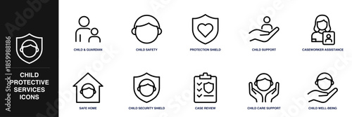 Child Protective Services Line Icon Set