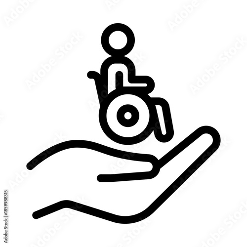 Wheelchair Support Line Icon of Disability Support Icon Set