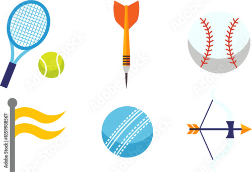 Sports Equipment Vector Illustration Set