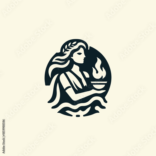 Greek Hestia Hearth Goddess Logo