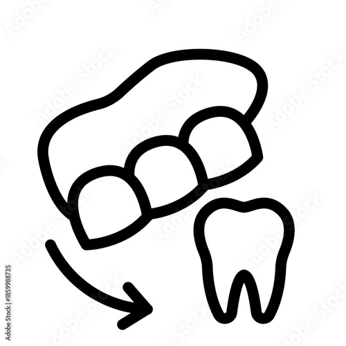 Denture Replacement Line Icon of Prosthodontics Icon Set