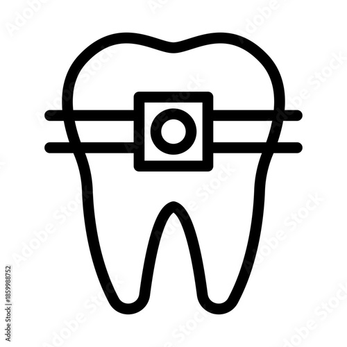 Orthodontic Braces Line Icon of Prosthodontics Icon Set