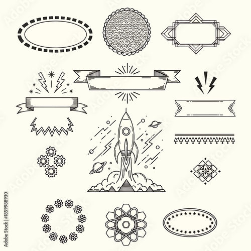 Rocket Ship Blasting Off into Space.