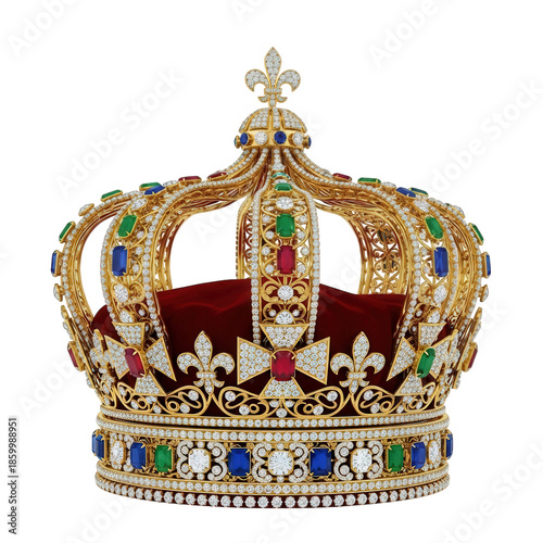 Ornate royal crown isolated on transparent background