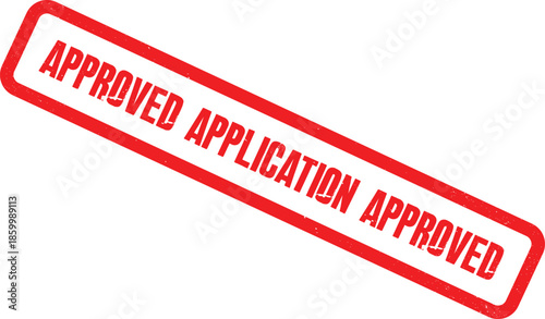 Official acceptance notice a vibrant red grunge-style application approved rubber stamps design for signifying successful project completion